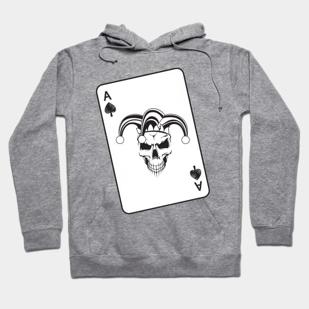 Evil Jester Ace of Spades Skull Playing Card Hoodie by EvolvedandLovingIt